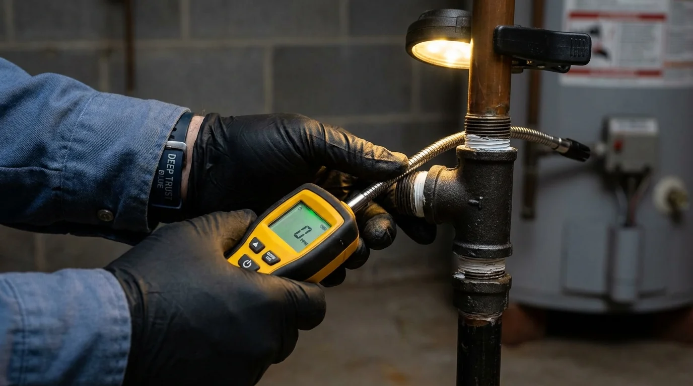 Gas leak detection with electronic sniffer by Johns Plumbing LLC in Salmon